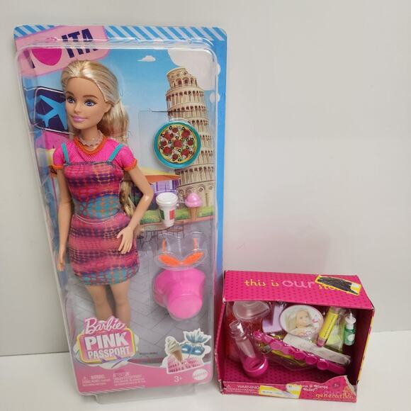 Mattel BARBIE Pink Passport Italy Doll & Asthma & Allergy Relief for 18" Dolls - Picture 1 of 7